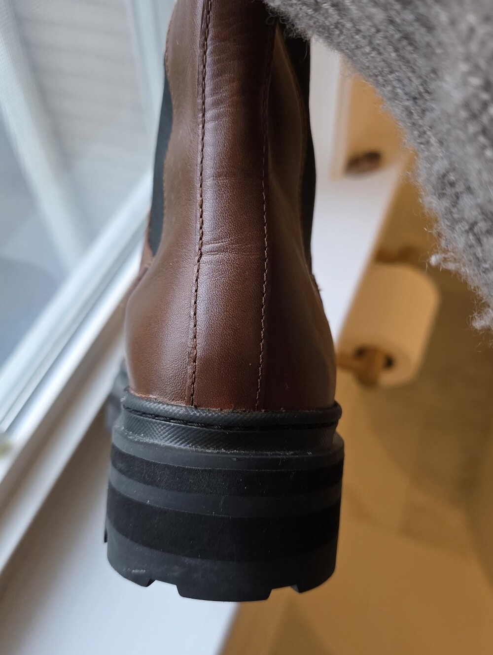 Madewell The Poppy Tall Lugsole Boots in brown leather 7.5 - Picture 7 of 9